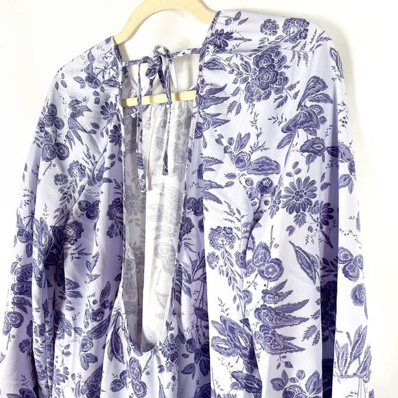 Hill House Simone Dress Maxi Lilac Purple Floral Open Back Side Slit Sz‎ XS - Picture 16 of 16